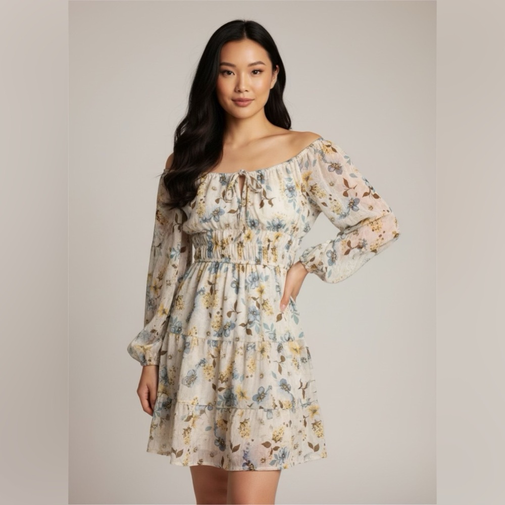 Liberty Love Cream Floral Long Sleeve Dress